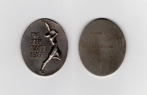 Ian Botham. John Player League 1976. Original silver metal Runner-Up medal awarded to Botham playing for Somerset who finished in second position to winners Kent in the 1976 competition. 1.75”x2”. In official presentation case. G/VG.