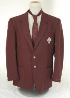 Ian Botham. Queensland 1st XI maroon blazer and tie worn by Ian Botham during the 1987/88 season in which he played with the club. The blazer by George Symons of Brisbane with embroidered ‘Q.C.A.’ emblem to breast pocket. Very good condition.