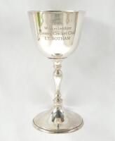 Ian Botham. ‘Worcestershire C.C.C. County Champions 1988’. Silver plated goblet, being a replica of the trophy, presented to Botham for being a member of the Worcestershire team who won the County Championship in 1988. Engraved to face ‘’1988. Worcestersh