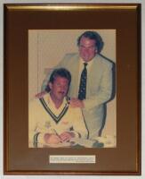 Ian Botham. Worcestershire C.C.C. Four framed and glazed photographs and prints from Botham’s personal collection relating to Botham and Worcestershire C.C.C. including a large colour photograph of Botham signing his contract to play for Worcestershire in