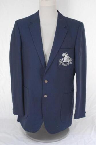 Ian Botham. M.C.C./ England tour blazer issued to and worn by Ian Botham for the 1983/84 tour to Fiji, New Zealand and Pakistan. The navy blue blazer by Burton of Leeds with embroidered M.C.C. touring emblem of St George & Dragon and scroll beneath with t