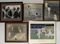 Ian Botham action photographs. A selection of eight original colour and mono press photographs of Botham in match action. Images include three from England v Australia 1977, Botham bowling out Greg Chappell at Trent Bridge, and two others from the same se