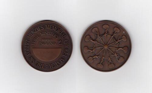 Ian Botham. ‘The Sir Robert Menzies Memorial Cricket Match. Prime Minister’s XI v England’ 1978. Bronze metal medallion produced by the Royal Australian Mint and presented to Botham as a member of the England team for the match played in November 1978. De