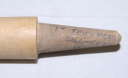 Ian Botham 1979. Original Duncan Fearnley cricket stump from the first Test match, England v India played at Edgbaston on 12th-16th July 1979. The stump was taken as souvenir after the match by Botham having just taken five wickets to win the match for En