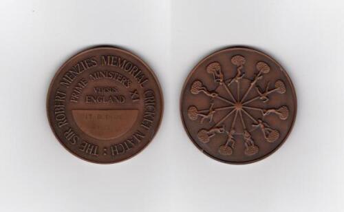 Ian Botham. ‘The Sir Robert Menzies Memorial Cricket Match. Prime Minister’s XI v England’ 1982. Bronze metal medallion produced by the Royal Australian Mint and presented to Botham as a member of the England team on the 1982/83 tour. Details engraved to 