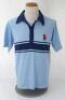 Ian Botham. England. Benson & Hedges World Series Cup 1986/87. Original England short sleeve shirt in pale blue with dark blue collar and trim, by Veltex, and matching pair of pale blue trousers by Ambrosoli & Thompson of Sydney. Both match worn by Botham