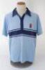 Ian Botham. England. Benson & Hedges World Series Cup 1986/87. Original pale blue England sleeveless sweater, short sleeve shirt and trousers, match worn by Botham. The sweater by Rainbow Knitwear and the shirt by Veltex both with dark blue trim, the trou - 3