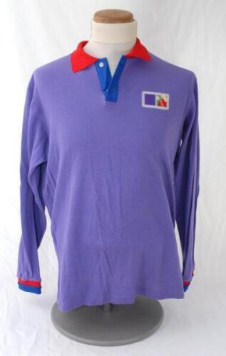 Ian Botham. Silk Cut Challenge, Kowloon, Hong Kong, November 1987. Original kit by Duncan Fearnley comprising shirt and trousers in purple with red and sky blue trim, tournament emblem to chest. Worn by Botham during the 1987 competition. Very good condit