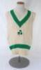 Ian Botham. Ireland sleeveless woollen sweater by &lsquo;Bill Edwards&rsquo; with county colours of green to neck and waist, and national shamrock emblem to front. From the personal collection of Ian Botham, presumably given or exchanged when Worcestershire played ag