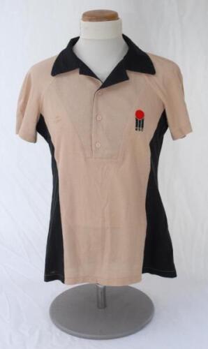 Glenn Turner. New Zealand. Benson & Hedges World Series Cup 1982/83. Original New Zealand short sleeve shirt in beige with black collar and side panels, with &lsquo;W.S.C.&rsquo; emblem to chest. The &lsquo;Winged &ldquo;E&rdquo; Evercraft&rsquo; shirt by Sportswear of Australia. Match worn