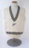 Danny Morrison. Auckland & New Zealand 1985-1997. Original New Zealand woollen sleeveless sweater worn by Morrison during his playing career, probably late 1980s. The sweater with New Zealand colours of black and white to neck and waist. Silver fern emble