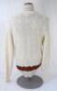 Ian Botham. Hong Kong Cricket Sixes. Original long sleeve sweater with red and green colours to waist, and ornate red and green dragon emblem to front. Probably presented to Botham as far as we can see he did not play in Hong Kong. Made by Chan Ellie of H - 2