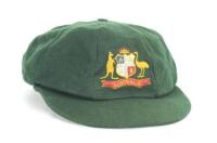 Allan Border, Victoria & Australia 1978-1993. Australian dark green cloth Test cap worn by Border during his Test career and presented to Botham by good friend Border. The cap, by Albion C&D, with embroidered Australian emblem to front. The cap with ‘A. B