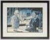 Paul Thomas. &lsquo;Arise Sir Ian&rsquo;. Amusing original colour artwork of Ian Botham bending on one knee in front of the queen who is knighting him with a large cricket bat. Signed to the lower border by the artist Paul Thomas. The drawing mounted, framed and glaz