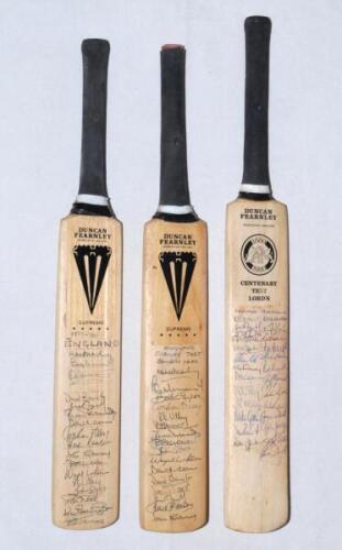 Ian Botham. Miniature cricket bats. Three bats, England tour of Australia 1979/80, England Jubilee Test v India, Bombay 1980, both 16&rdquo;, and Centenary Test, Lord&rsquo;s 1980, 17&rdquo;. The 1979/80 bat signed by seventeen of the England touring party, the Bombay Test