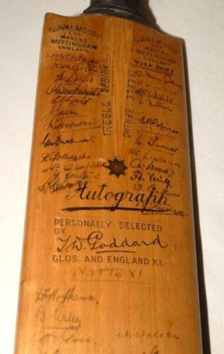 Australia tour to England and Counties 1938. Full size Gunn & Moore &lsquo;T.W. Goddard Autograph&rsquo; bat, signed in ink to the face by twelve members of the Australian touring party and also to the face and verso by members of fourteen County teams. Australian si