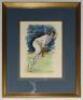 Ian Botham. Three original artworks of Botham from his personal collection. Original watercolour of Botham in bowling action by Roger Harvey, undated, probably c.1980. Approx. 8.5&rdquo;x12&rdquo;. Mounted, framed and glazed, overall 15.25&rdquo;x19&rdquo;. Head and shoulders po