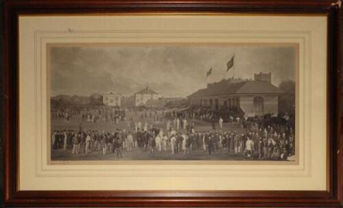 &lsquo;Lord&rsquo;s Cricket Ground&rsquo; circa 1880. A large albumen print of the old pavilion at the M.C.C. ground depicting players and a large gathering of spectators on the field of play with handwritten title to lower left margin. Name, possibly &lsquo;Barraud&rsquo;, to lower l
