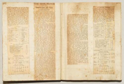 Bodyline. Scrapbook comprising a collection of press cutting articles and scores reporting on each day’s play in the 1932/33 Ashes Test series in Australia, also scores from tour matches. The scrapbook continue with cuttings of statistics for the English 