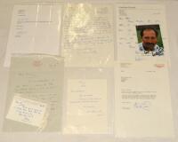 England cricketers’ letters 1980s-2010s. Six handwritten letters/ cards from England players, replying to requests for signatures, thanks for gifts etc., each signed by the correspondent. Signatures are Mike Brearley (Middlesex), Trevor Bailey, Graham Goo