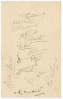 India tour to England 1952. Official typed menu card for a dinner held at the Imperial Hotel, Bournemouth, 31st August 1952, the rest day during the tour match against Hampshire. Signed in pencil to the verso by thirteen members of the India touring party