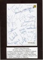 India Test players. ‘Hotel Furama’, Singapore headed stationary signed by twenty Indian Test cricketers. Signatures are Chopra, Sivaramakrishnan, Chauhan, Srikkanth, Chandrashekar, Jadeja, Razdan, Sukhla, Sharma, Sanghavi, Sehwag, Bhandari, Kanitkar, Pata