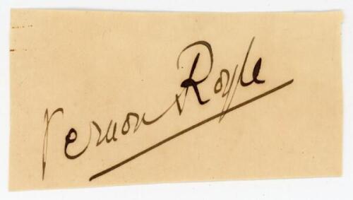 &lsquo;One Test Wonders&rsquo;. The following selection of signatures are those of players who made only one Test match appearance in their career. Rev Vernon Peter Fanshawe Archer Royle. Oxford University, Lancashire & England 1875-1891. Excellent ink signature of R