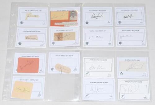 South Africa ‘One Test Wonders’ 1922-2008. Eleven individual signatures, the majority in ink, of players who made only one Test appearance, each on ‘South Africa Test Player’ card. The majority on piece or label laid down, some signed to the card. Earlier