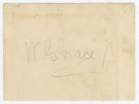 William Gilbert Grace junior. Gloucestershire & Cambridge University 1893-1903. Signature in pencil of Grace on page. Some wear and small loss to page edges with expert repair, otherwise in good condition.