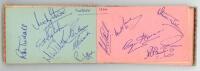County autographs 1960s. Two small autograph books with a good selection of county signatures. One signed either to single or double pages by members of twelve county sides, the majority dated 1964. Teams are Kent (11 signatures), Lancashire (12), Derbysh