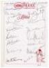 Test captains. Lancashire C.C.C. Conference Centre folding card signed by thirty one England and forty three other Test captains to the front, inside and rear of the card. England signatures include Sheppard, May, Mann, Denness, Graveney, Hussain, Colin a