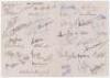 Test captains. Lancashire C.C.C. Conference Centre folding card signed by thirty one England and forty three other Test captains to the front, inside and rear of the card. England signatures include Sheppard, May, Mann, Denness, Graveney, Hussain, Colin a - 2