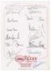 Test captains. Lancashire C.C.C. Conference Centre folding card signed by thirty one England and forty three other Test captains to the front, inside and rear of the card. England signatures include Sheppard, May, Mann, Denness, Graveney, Hussain, Colin a - 3