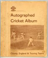 A.J.W. McIntyre Benefit Year 1955. ‘Autographed Cricket Album’. Hardback Benefit album produced for his Benefit, with signed mono action photograph of McIntyre in wicket-keeping pose to title page and very nicely signed to inside pages, page to a team.