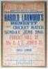 ‘Harold Larwood’s Benefit’ 1936. Original large poster advertising the match, Forest Hill XI v. Mr. C.J.E. Jones’ XI, held at Forest Hill Cricket Club, Rubens Street, Perry Hill, Catford, London, 28th June 1936. The poster announces that C.J.E. Jones’ tea