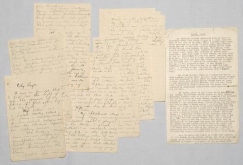 Leonard ‘Len’ Hutton. Yorkshire & England 1934-1955. ‘Early Days’. Very interesting nine page manuscript handwritten by Hutton and entitled ‘Early Days’, and a similarly titled single page typescript, originally from Hutton’s personal collection. The manu