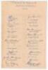 Australia tour to India & Pakistan 1956/57. ‘Autographs of the players of the Australian Cricket Team 1956’. An autograph sheet with handwritten title and players’ names, fully signed by all eighteen listed members of the Australian touring party. Signatu