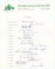 Australian tour to England 1977. Official autograph sheet fully signed in ink by all seventeen members of the touring party. Signatures are Chappell (Captain), Marsh, Bright, Cosier, Davis, Dymock, Hookes, Hughes, McCosker, Malone, O’Keeffe, Pascoe, Robin