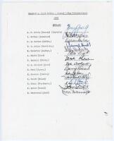 England v West Indies. Second one day international 1976. Official autograph sheet with typed title and players’ names, fully signed in ink by the fourteen listed members of the England team for the second one day international played at Lord’s, 28th- 29t