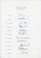 England v Sri Lanka 1984 (Inaugural Test) to 2002. Five official autograph sheets fully signed in ink by the listed members of the England teams. Sheets are for Sri Lanka’s Inaugural Test match in England played at Lord’s, 23rd- 28th August 1983 (11 signa