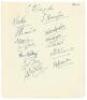 M.C.C. tour to India 1951-52. Album page nicely signed by fourteen members of the Bengal team who played in the tour match v M.C.C. at Eden Gardens, Calcutta, 26th- 28th December 1951. Signatures of played who took part in the match are Nayudu (Captain), 