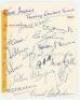 West Indies tour of England 1963. Album page/ card nicely and fully signed in ink to both sides by all twenty members of the touring party. Players’ signatures are Worrell (Captain), Hunte, Carew, Sobers, Solomon, Nurse, Valentine, McMorris, Griffiths, Ha