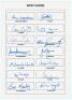 West Indies. B.S.I. World Masters [Veterans] Cricket Cup, India 1995. Official pre-printed autograph card for the West Indies team who took part in the competition held at the Brabourne Stadium, Bombay, 3rd- 12th March 1995. Fourteen signatures of Kallich