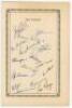 New Zealand 1965. Autograph card fully signed in ink by all sixteen members of the New Zealand touring team to England. Signatures include Reid (Captain), Cameron, Dowling, Sutcliffe, Congdon, Dick, Motz, Pollard, Vivian, Taylor, Yuile, Morgan etc. Printe