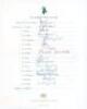 South Africa tour of England 1965. Official autograph sheet fully signed by all fifteen playing members of the South Africa touring party. Signatures include van der Merwe (Captain), Barlow, Bacher, Bland, Bromfield, Lindsay, Macaulay, McKinnon, P. Polloc