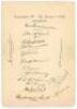 Australian tour of England 1938. ‘Australian XI - Gt. Britain 1938’. Official autograph sheet very nicely signed in ink by sixteen members of the touring party. Signatures are Bradman (Captain), McCabe, Badcock, Barnett, White, Fingleton, Barnes, O’Reilly