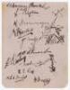 Australia XI v The Rest 1930. Album page very nicely signed in black ink by fifteen players and manager, the majority of whom who took part in the match played at Melbourne Cricket Ground, 14th- 18th November 1930. Signatures include Bardsley, Darling, Ry