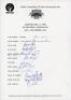 Australia v India 1985. Official South Australian Cricket Association autograph sheet signed by the twelve members of the Australian team for the drawn 1st Test, Adelaide Oval, 13th- 17th December 1985. Signatures are Border (Captain), Hookes, Boon, Brigh