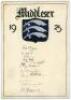 Middlesex C.C.C. 1925. Original artwork with hand painted Middlesex county emblem and title, ‘Middlesex 1925’, painted by ‘Miss D. Eileen Bullough’ with her name and address in Cheshire annotated to verso. Nicely signed in ink by twelve Middlesex players.