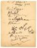 Sheffield Shield match against Queensland played at Brisbane, 27th October- 1st November 1928. Signatures include Australian Test players Alan Kippax, Alan Fairfax, Hammy Love, Don Bradman and Archie Jackson, also Norval Campbell, Ray McNamee, Gordon Morg